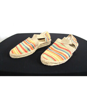 Salvi Spain Striped Fabric Espadrille Slip On Flats Shoes Women 36 EU/ 5.5-6 US